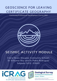 Cover image for Seismic Module Resource. The main image shows the outline of a mountain. Under the surface, there are seismic waves surrounding the base of the mountain, spreading from their epicentre under the mountain's peak.